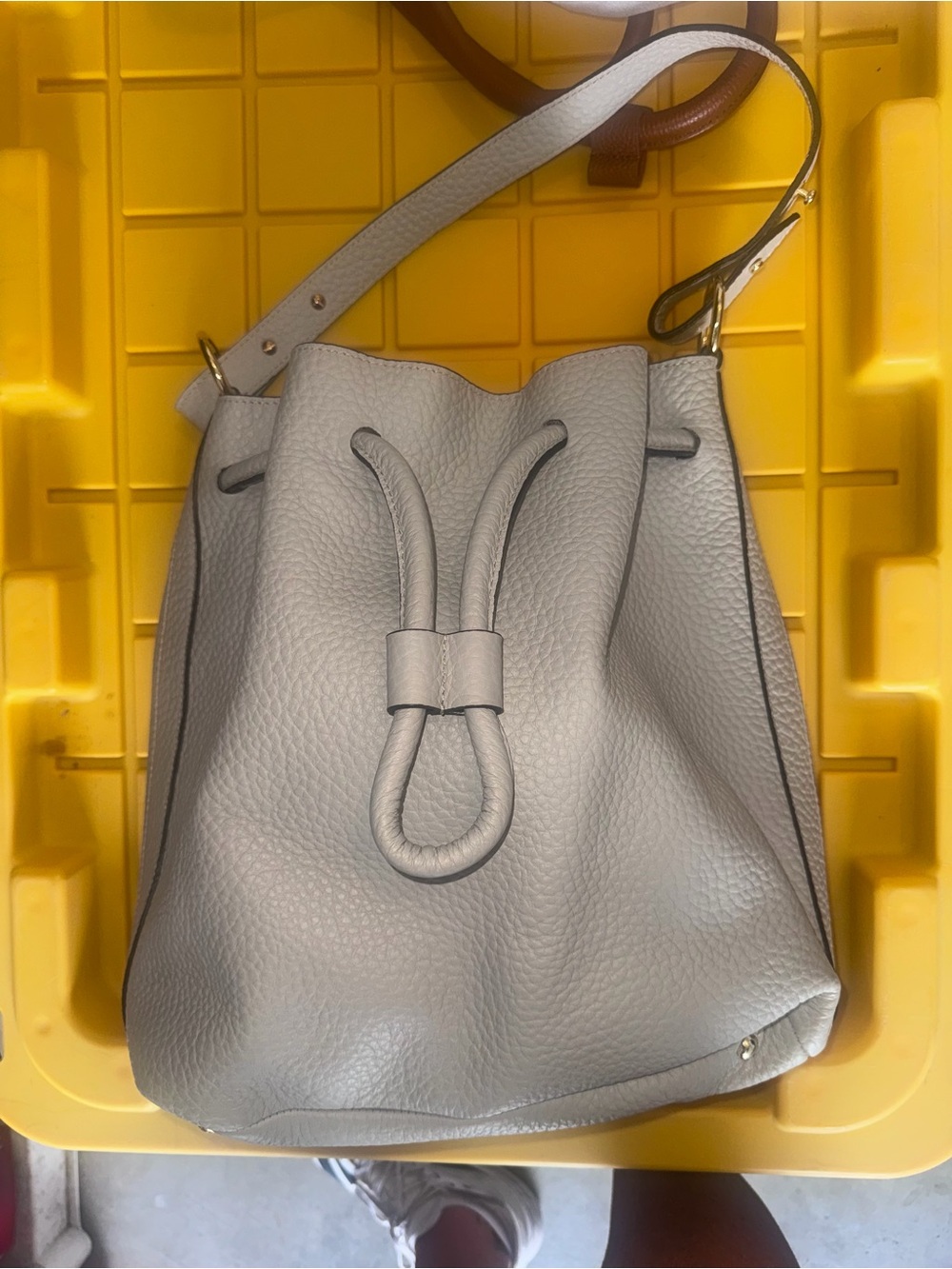 Amerai Leather Taupe Bucket Bag NWOT
